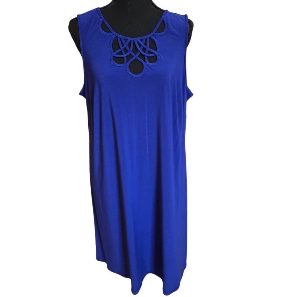 Ivy Lane Womens Vibrant Blue Wrinkle Resistant Summer Dress Size 1X